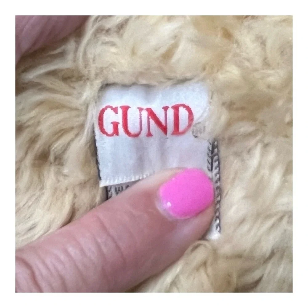 Gund Gordon Teddy Bear‎ Plush Tan Beige 15037 Shaggy Fur Blue Plaid Ribbon 12in